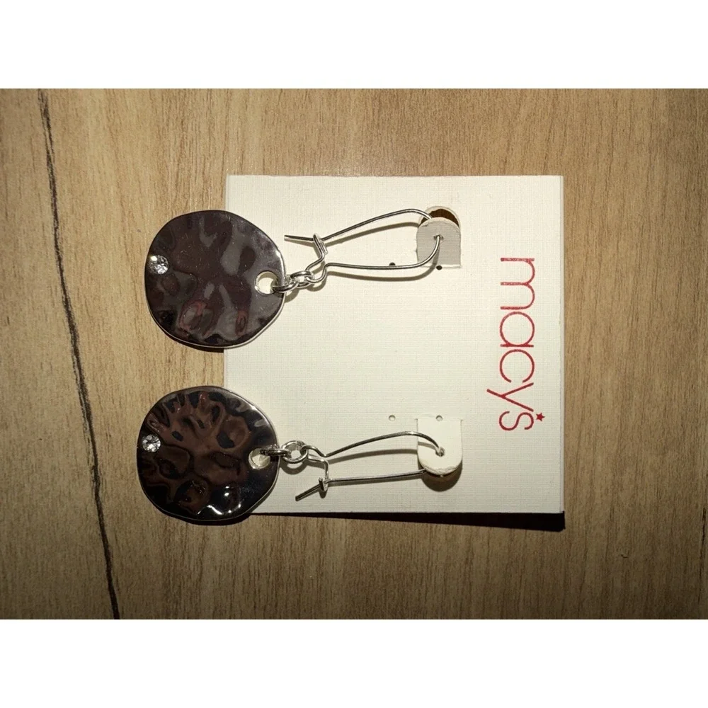 Disc Drop Earrings Macy's Exclusive Pierced Earrings Flat Rhinestone Dangle